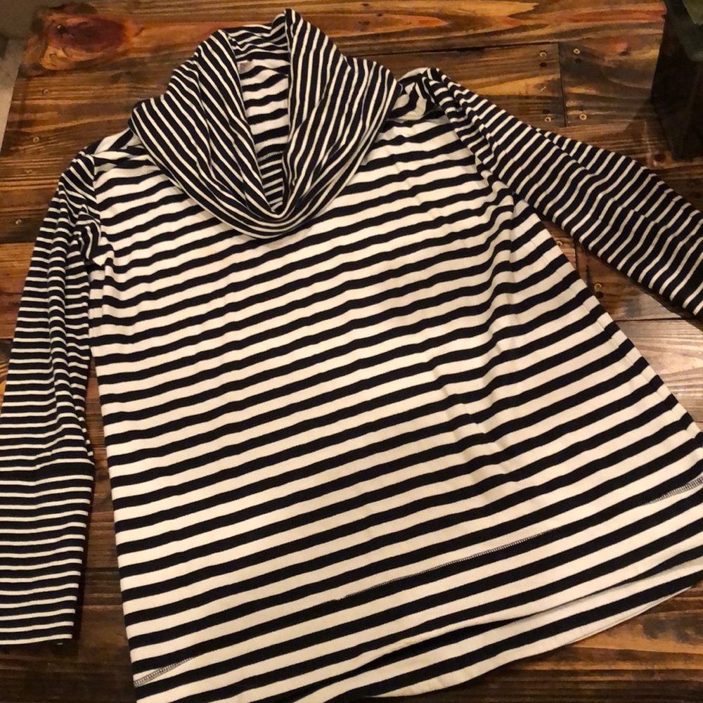Cowl neck stripped top